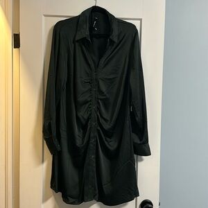 Satin dark emerald dress